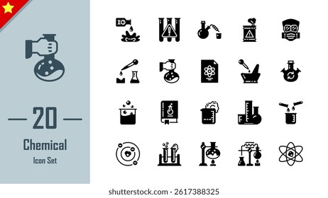 Design Illustration graphic of Chemical icon with glyph style. Suitable for UI, mobile design, web design, etc.