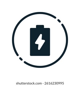 Design Illustration graphic of energy battery icon with glyph style. Suitable for UI, mobile design, web design, etc.