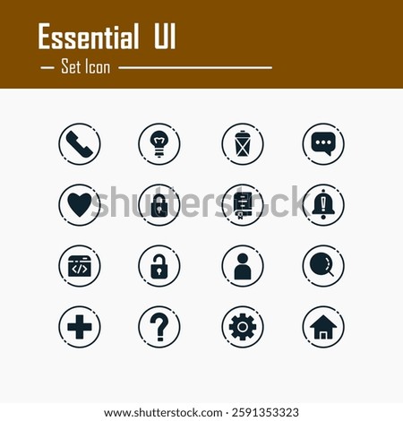 Design Illustration graphic of essential set icon with glyph style. Suitable for UI, mobile design, web design, etc.