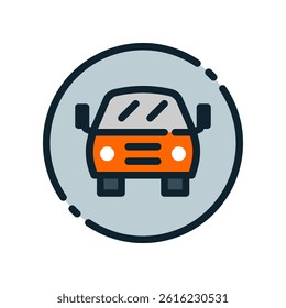 Design Illustration graphic of front car circle icon with colored line style. Suitable for UI, mobile design, web design, etc.