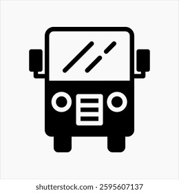 Design Illustration graphic of front veiw bus icon with glyph style. Suitable for UI, mobile design, web design, etc.