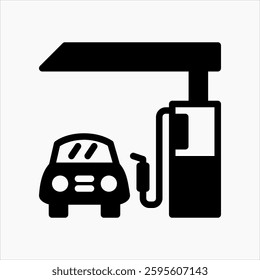 Design Illustration graphic of gas station icon with glyph style. Suitable for UI, mobile design, web design, etc.