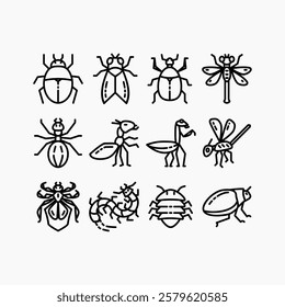 Design Illustration graphic of insect set icon with line style. Suitable for UI, mobile design, web design, etc.