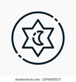 Design Illustration graphic of islamic symbol icon with line style. Suitable for UI, mobile design, web design, etc.
