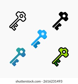 Design Illustration graphic of key icon with colored line, flat, glyph, gradient, and line style. Suitable for UI, mobile design, web design, etc.