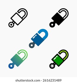 Design Illustration graphic of key and lock icon with colored line, flat, glyph, gradient, and line style. Suitable for UI, mobile design, web design, etc.