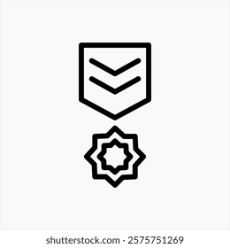 Design Illustration graphic of lieutenant badge icon with line style. Suitable for UI, mobile design, web design, etc.