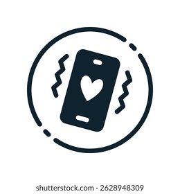 Design Illustration graphic of Love Buzz Notification icon with glyph style. Suitable for UI, mobile design, web design, etc.