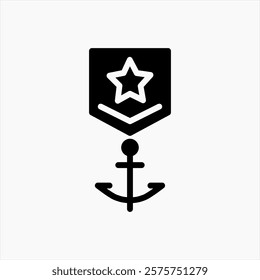 Design Illustration graphic of marines badge icon with glyph style. Suitable for UI, mobile design, web design, etc.
