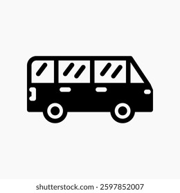 Design Illustration graphic of mini bus icon with glyph style. Suitable for UI, mobile design, web design, etc.