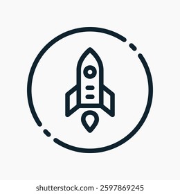 Design Illustration graphic of mini rocket icon with line style. Suitable for UI, mobile design, web design, etc.