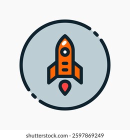 Design Illustration graphic of mini rocket icon with colored line style. Suitable for UI, mobile design, web design, etc.