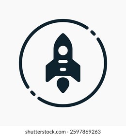 Design Illustration graphic of mini rocket icon with glyph style. Suitable for UI, mobile design, web design, etc.