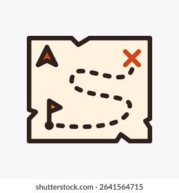 Design Illustration graphic of Old Map icon with colored outline style. Suitable for historical presentation, UI, mobile design, web design, etc.