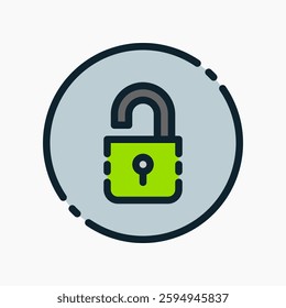 Design Illustration graphic of open padlock icon with colored line style. Suitable for UI, mobile design, web design, etc.