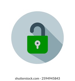 Design Illustration graphic of open padlock icon with flat style. Suitable for UI, mobile design, web design, etc.