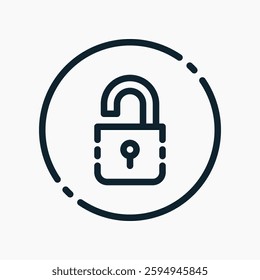 Design Illustration graphic of open padlock icon with line style. Suitable for UI, mobile design, web design, etc.