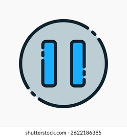 Design Illustration graphic of pause button icon with colored outline style. Suitable for UI, mobile design, web design, etc.