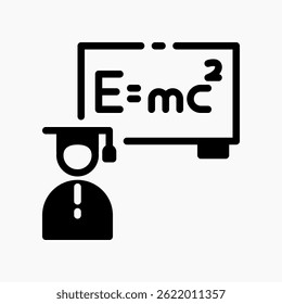 Design Illustration graphic of physics teacher icon with glyph style. Suitable for UI, mobile design, web design, etc.