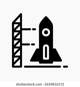 Design Illustration graphic of rocket launch vehicle icon with glyph style. Suitable for UI, mobile design, web design, etc.