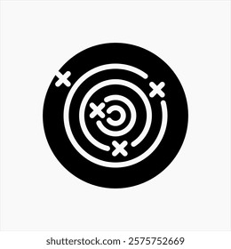 Design Illustration graphic of shooting target icon with glyph style. Suitable for UI, mobile design, web design, etc.