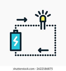 Design Illustration graphic of simple electrical circuit icon with colored outline style. Suitable for UI, mobile design, web design, etc.