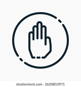 Design Illustration graphic of stop hand sign icon with line style. Suitable for UI, mobile design, web design, etc.