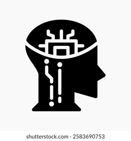 Design Illustration graphic of think with AI icon with glyph style. Suitable for UI, mobile design, web design, etc.