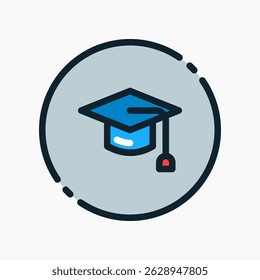 Design Illustration graphic of toga hat icon with colored outline style. Suitable for UI, mobile design, web design, etc.