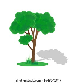 Illustration von Baumdesign mit Schatten und grünem Gras kann für jedes Design verwendet werden