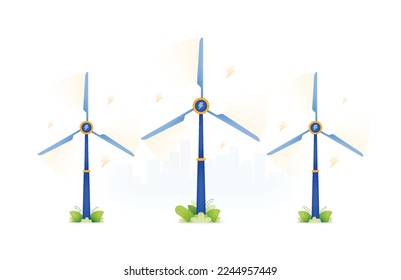 design illustration of green energy that is environmentally and socially friendly by using wind turbine. windmill low energy emissions and safe. can be used for web, website, posters, apps, brochures