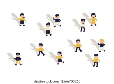 Design illustration of a group of characters and shadows ( Vector background material eye catching white background 1:1.191 )	