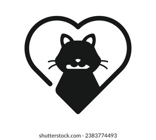 Design illustration icon vector logo love cat
