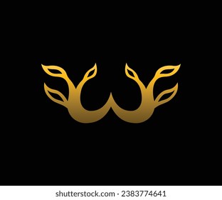 Design illustration icon vector logo letter w leaf