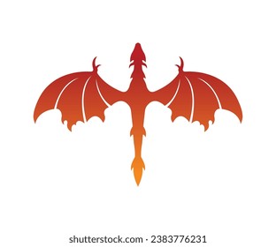 Design illustration icon vector logo fyling fire dragon