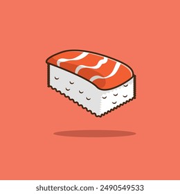 Design an illustration of Japanese food, onigiri and sushi, in a pastel color palette