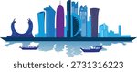 Design illustration landscape of the Doha skyline, Qatar