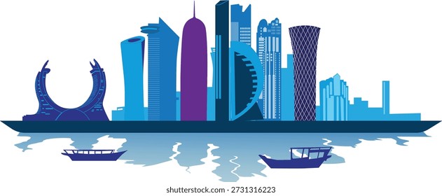 Design illustration landscape of the Doha skyline, Qatar