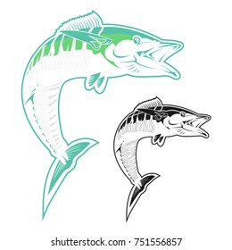 Design Illustration Mackerel Fish Vector Outline 