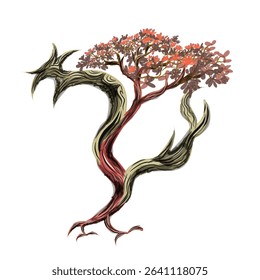 Design an illustration of a natural tree in nature