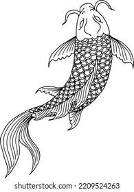 design illustration outline asian gold fish