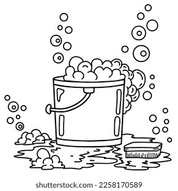 design illustration outline bucket washing icon