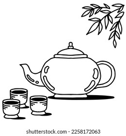 design illustration outline teapot icon