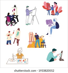 a design illustration of people painting