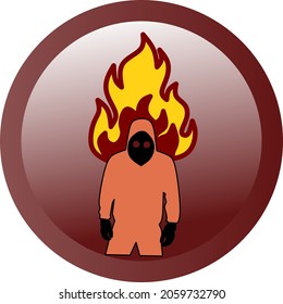 Design Illustration of person with fire on head. Vector design for Halloween.
