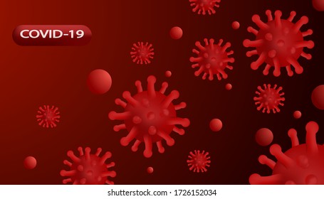 Design illustration of prevention of human corona virus transmission in red color 3d