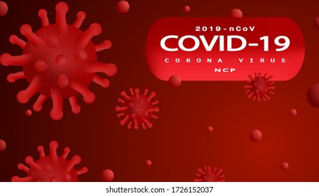 Design illustration of prevention of human corona virus transmission in red color 3d