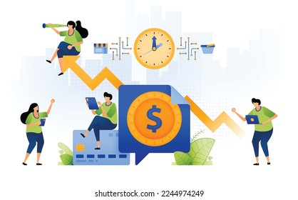 design illustration of progress in economic growth and banking. target credit card customers. increase of purchases and shopping in ecommerce. can be used for web, website, posters, apps, brochures