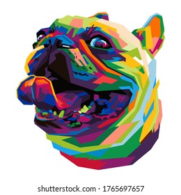 Design illustration of pug dog head with special colorful vector style for wpap pop art