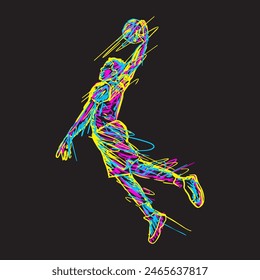 design illustration scribble art style basketball player